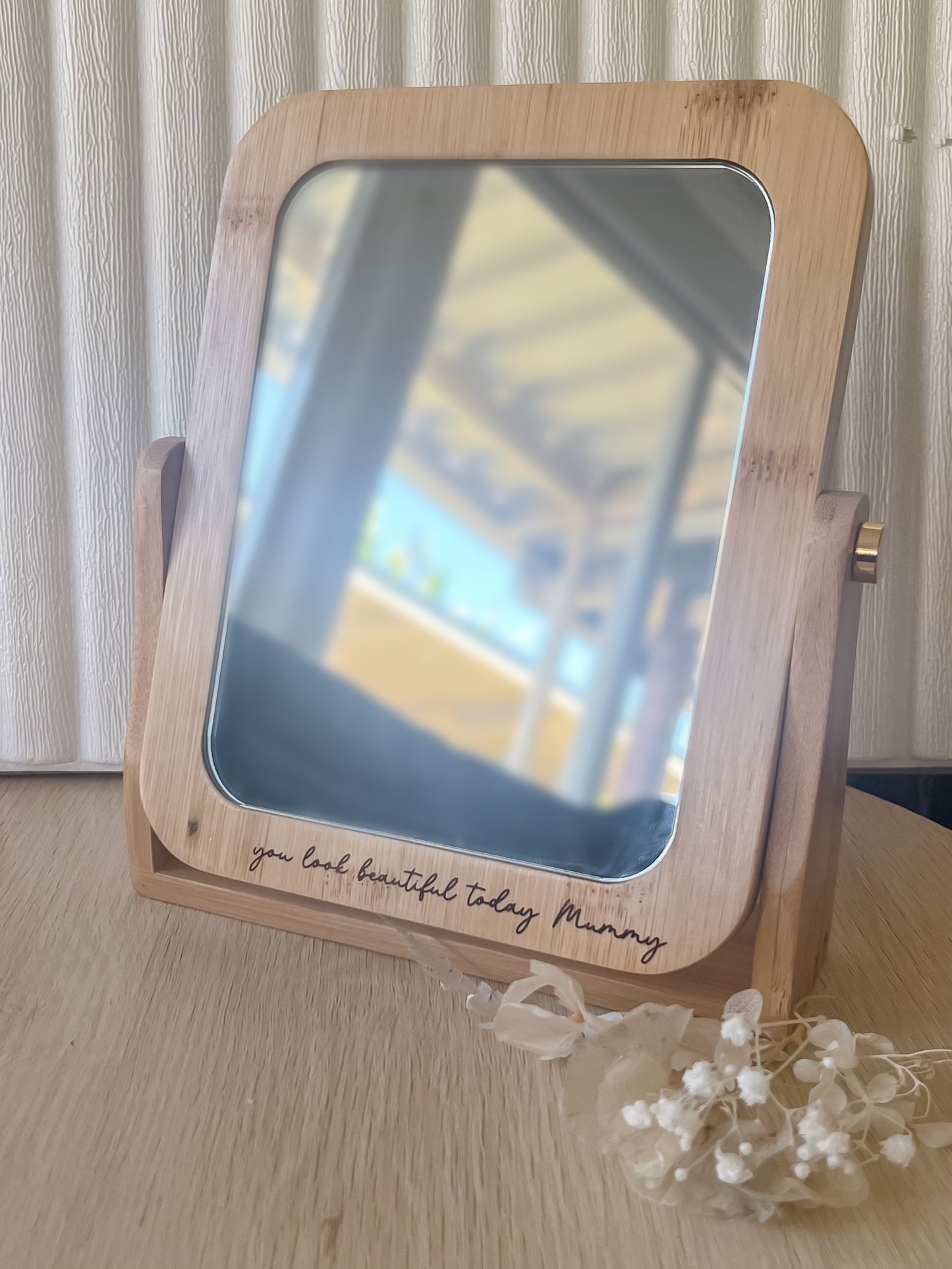 Engraved Bamboo Mirror