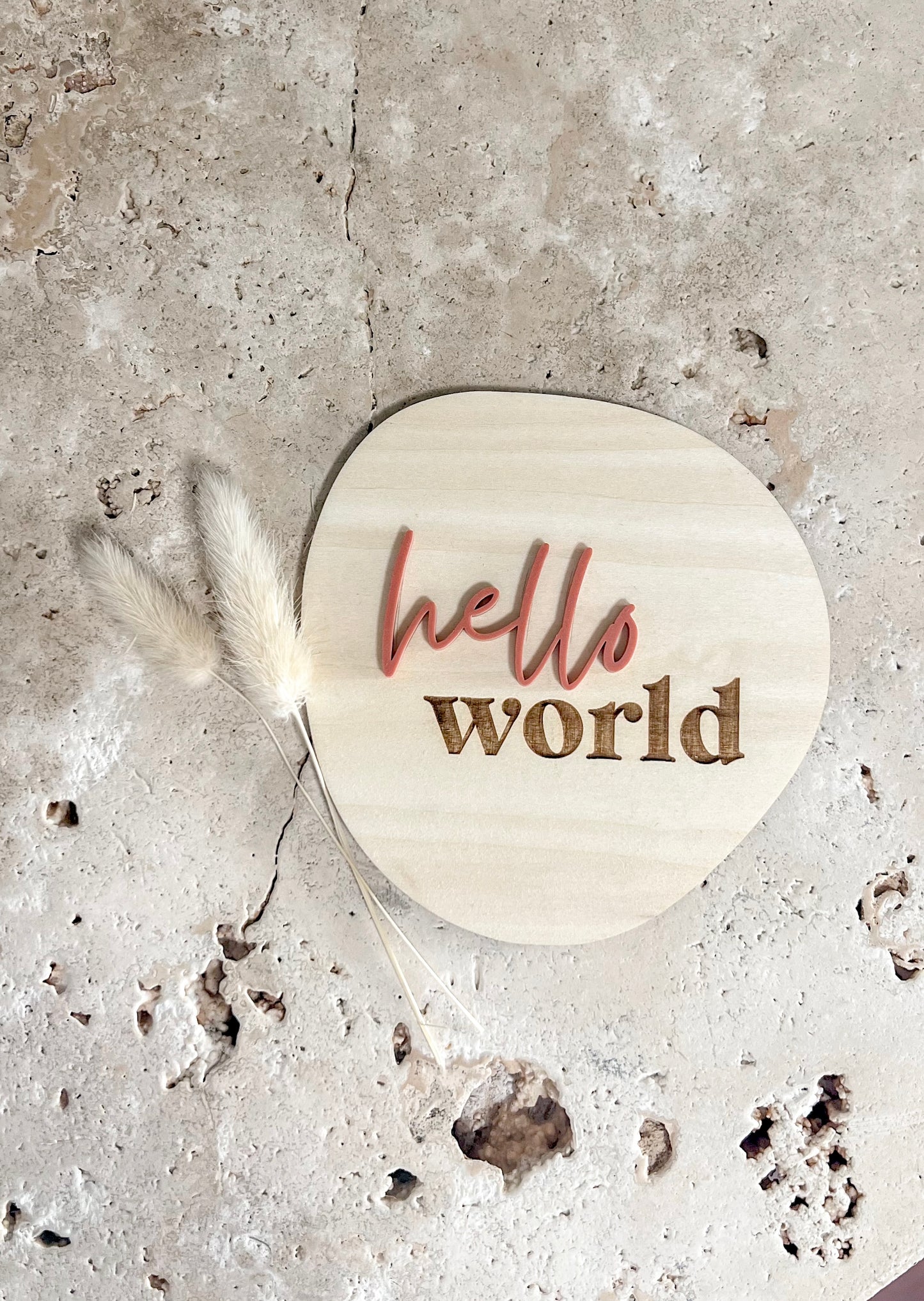 Announcement Plaque - 'Hello World' Wooden Plaque