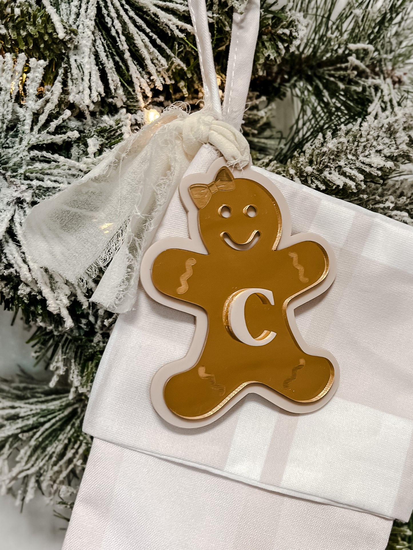 Christmas Tag - Gingerbread with Initial