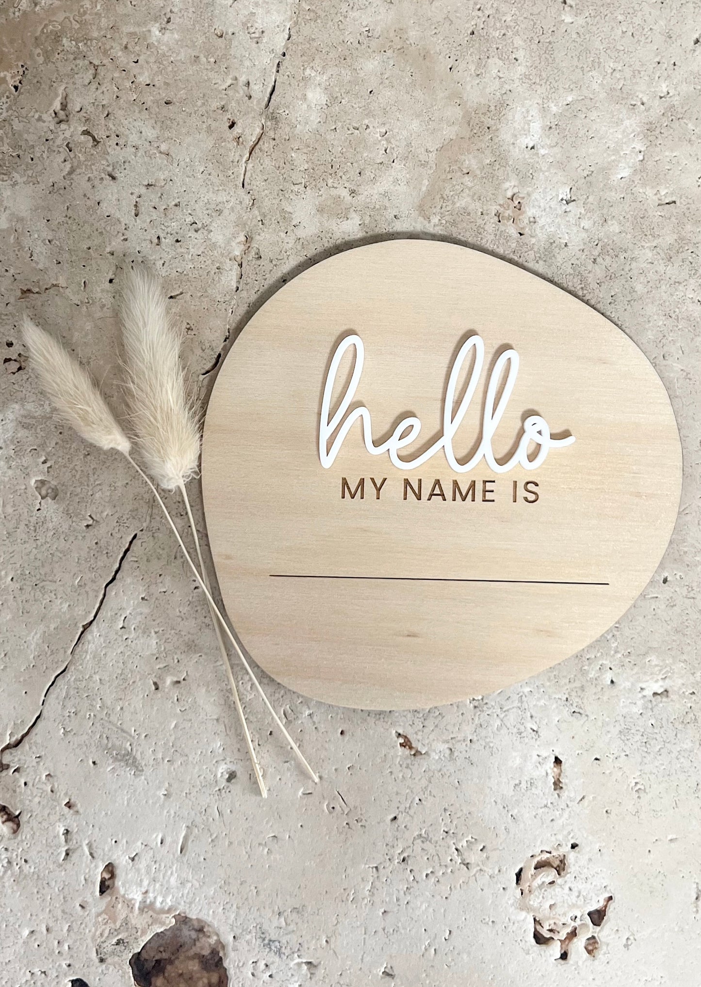 Announcement Plaque - 'Hello my name is' Wooden Plaque