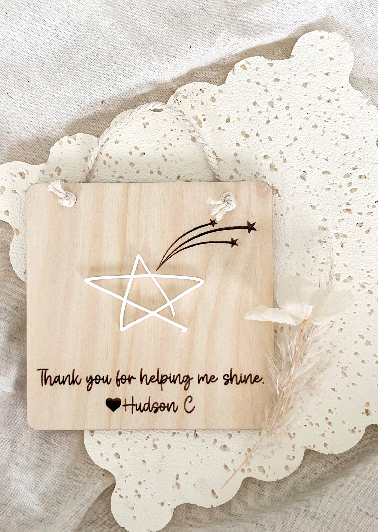 Plaque - Thank you for helping me shine (Hand Drawn Star)