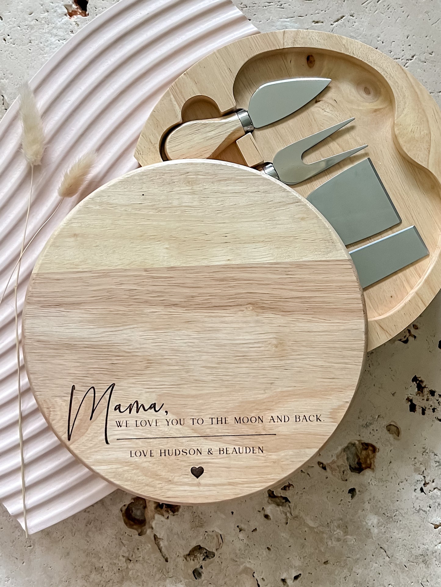 5pce Personalised Cheeseboard with Knife Set