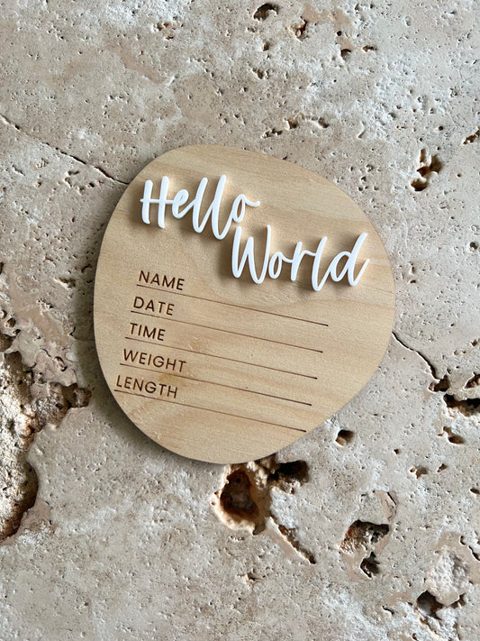 Announcement Plaque - Abstract Round with Birth Details