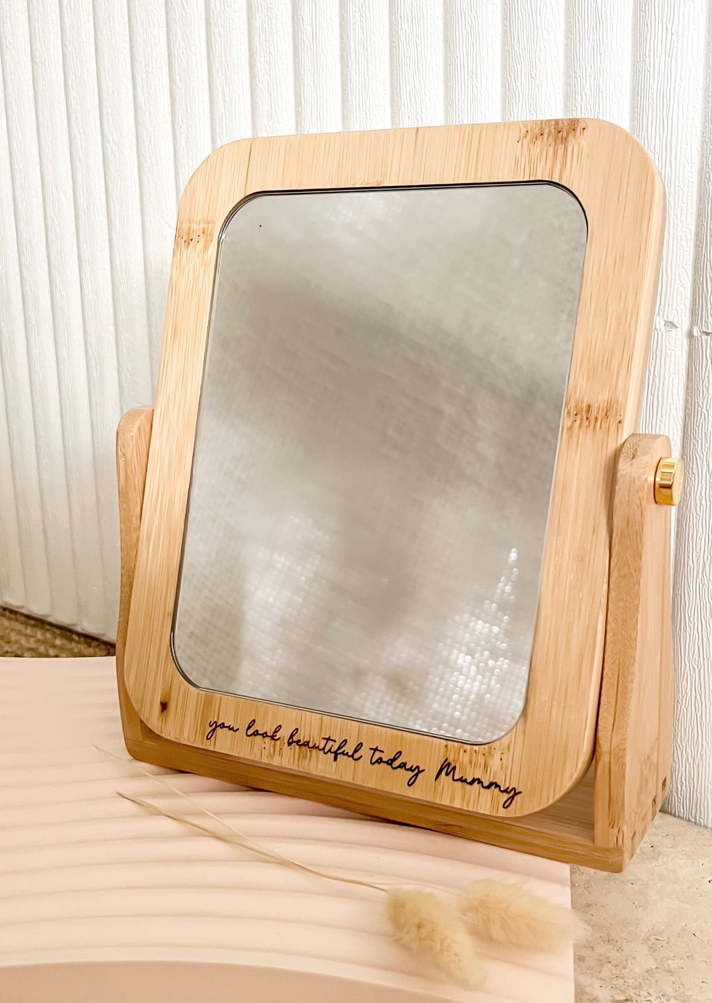 Engraved Bamboo Mirror